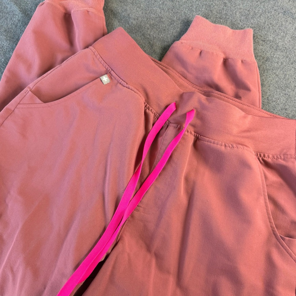 FIGS Jogger Scrub Pants Womens M Mauve Pink Drawstring Cargo Pockets Zama